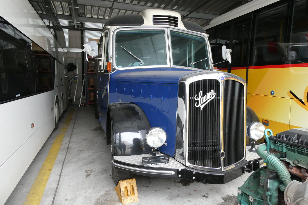 (284'657) - Morosani, Davos - Saurer/Eggli (ex Zimmermann, Vitznau; ex Studach, Teufen; ex Fux, Gasenried; ex P 23'152; ex P 2239) am 6. Februar 2026 in Chur, Postgarage