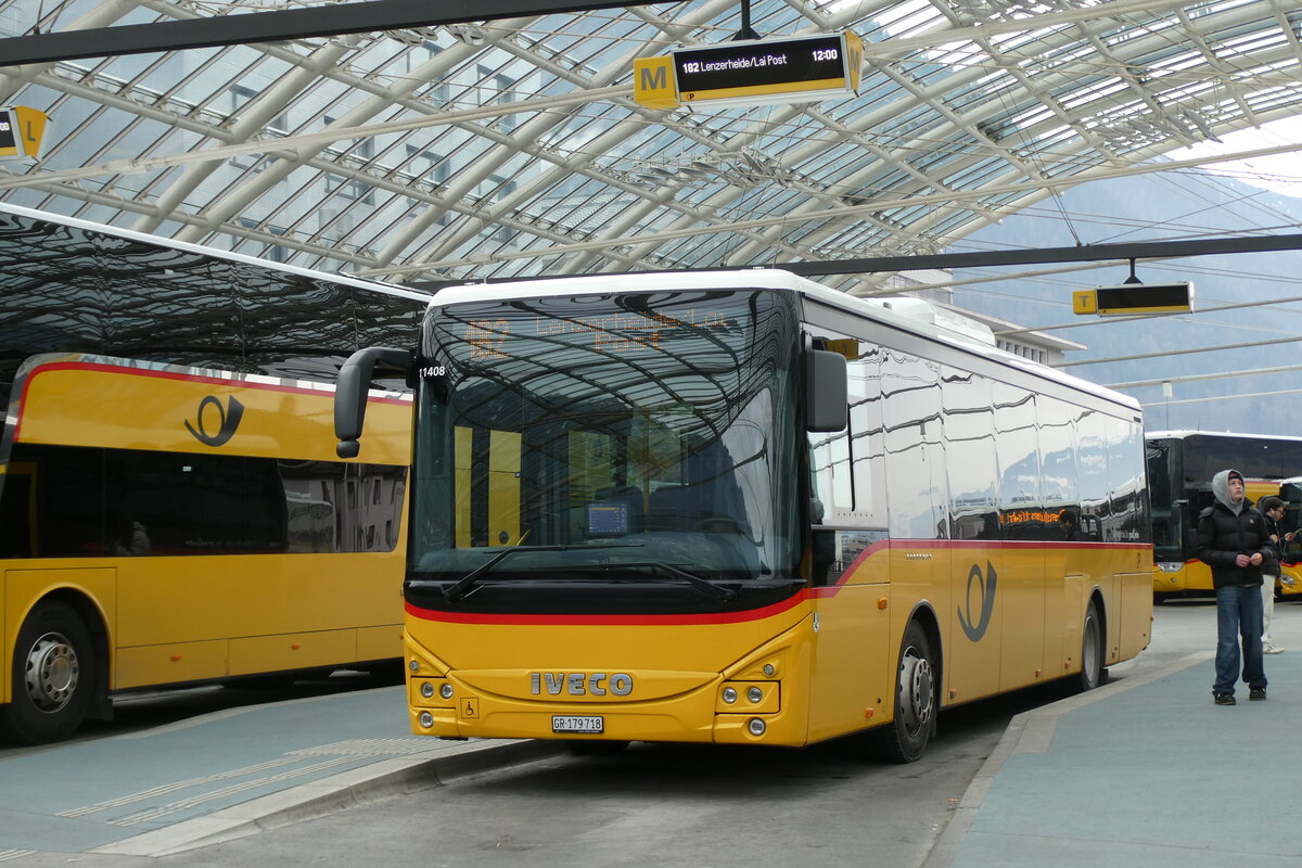 (284'666) - PostAuto Graub�nden - GR 179'718/PID 11'408 - Iveco am 6. Februar 2026 in Chur, Postautostation