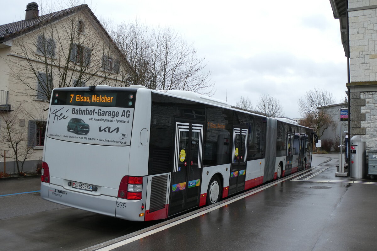 (284'995) - SW Winterthur - Nr. 375/ZH 680'375 - MAN am 21. Februar 2026 beim Bahnhof Winterthur W�lflingen