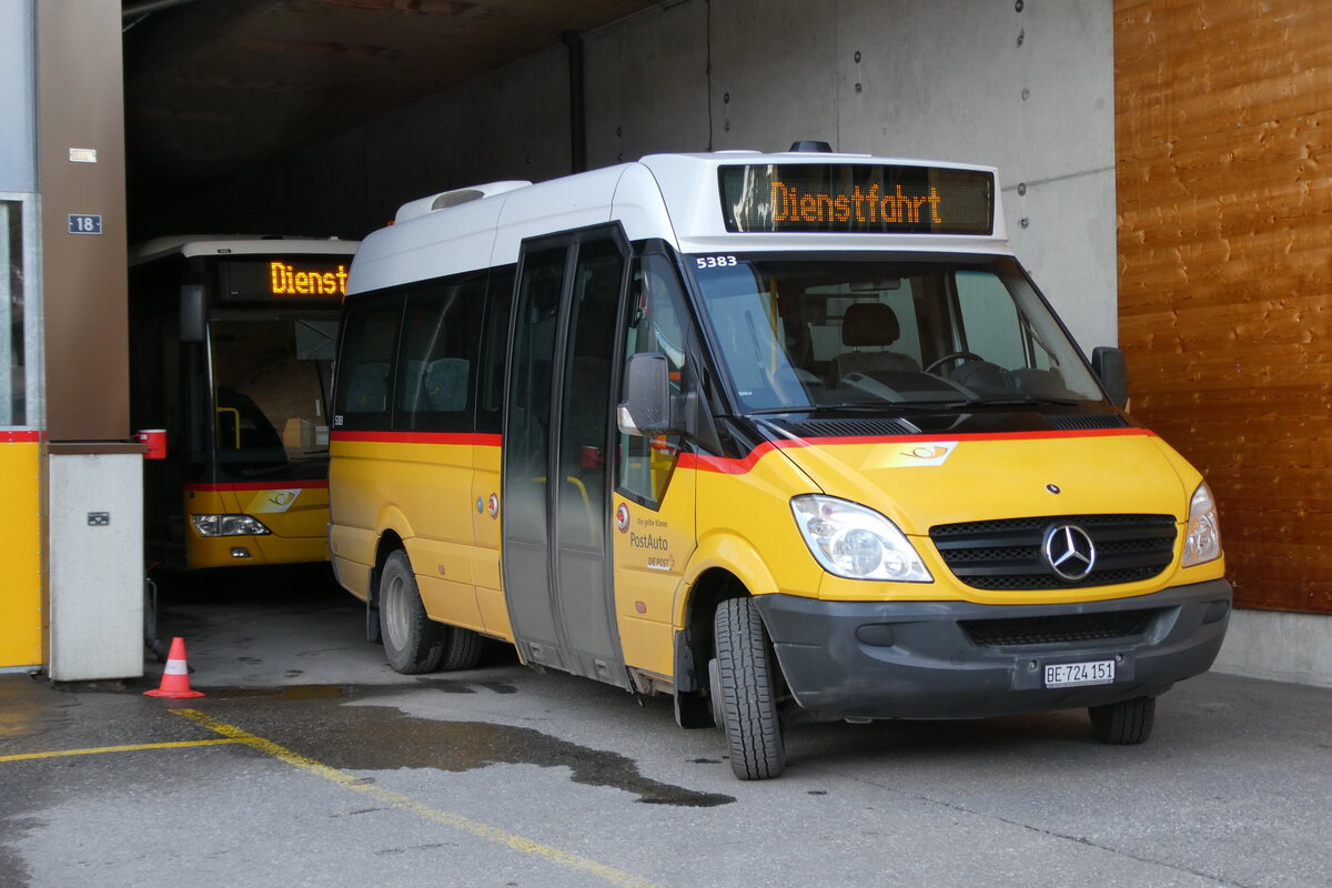 (285'166) - PostAuto Bern - BE 724'151/PID 5383 - Mercedes am 1. M�rz 2026 in Gstaad, Garage