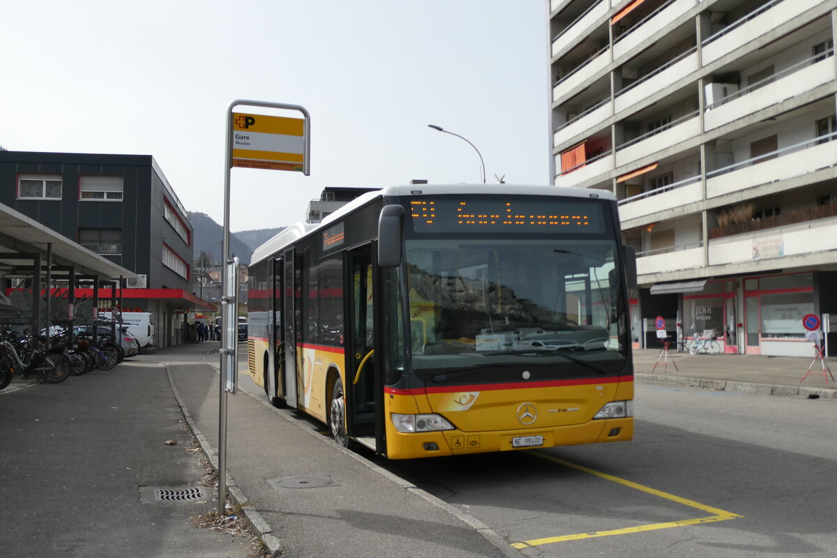(285'237) - CarPostal Ouest - NE 98'400/PID 5187 - Mercedes am 6. M�rz 2026 beim Bahnhof Moutier