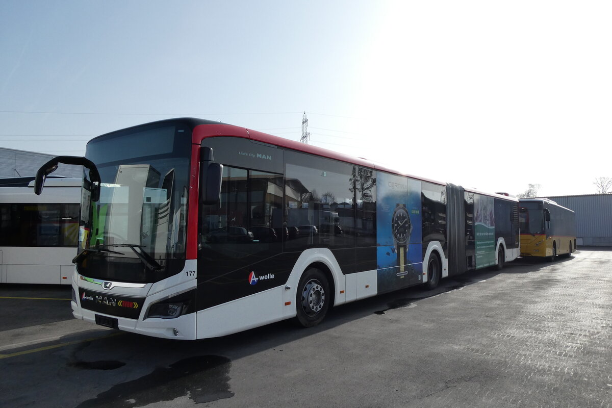 (285'278) - RVBW Wettingen - Nr. 177 - MAN (ex AHW Horgen Nr. 613) am 7. M�rz 2026 in Kerzers, Interbus