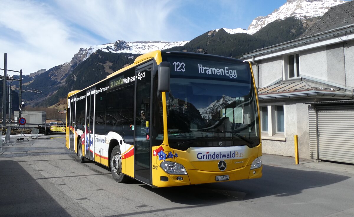 (285'378) - GrindelwaldBus, Grindelwald - Nr. 202/BE 908'202 - Mercedes am 13. M�rz 2026 in Grindelwald, Grund 