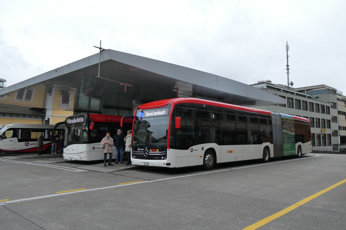 (285'740) - RVBW Wettingen - Nr. 102/AG 228'163 - eMercedes am 26. M�rz 2026 beim Bahnhof Baden