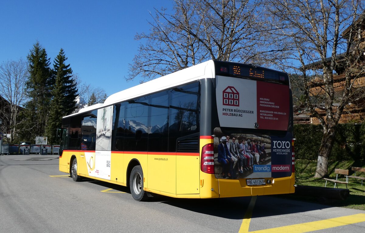 (286'034) - PostAuto Bern - BE 401'263/PID 5417 - Mercedes (ex BE 610'544; ex BE 538'988; ex BE 637'781) am 9. April 2026 beim Bahnhof Sch�nried
