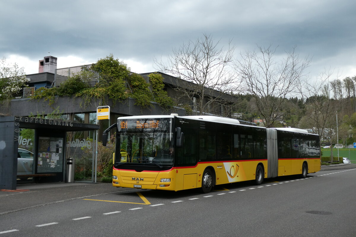 (286'052) - PostAuto Bern - BE 660'623/PID 4818 - MAN (ex PostAuto Ostschweiz TG 158'213; ex PostAuto Graub�nden; ex PostAuto Ostschweiz SZ 68'458; ex PostAuto Ostschweiz SZ 44'040; ex Kistler, Reichenburg) am 10. April 2026 in Kappelenring, West