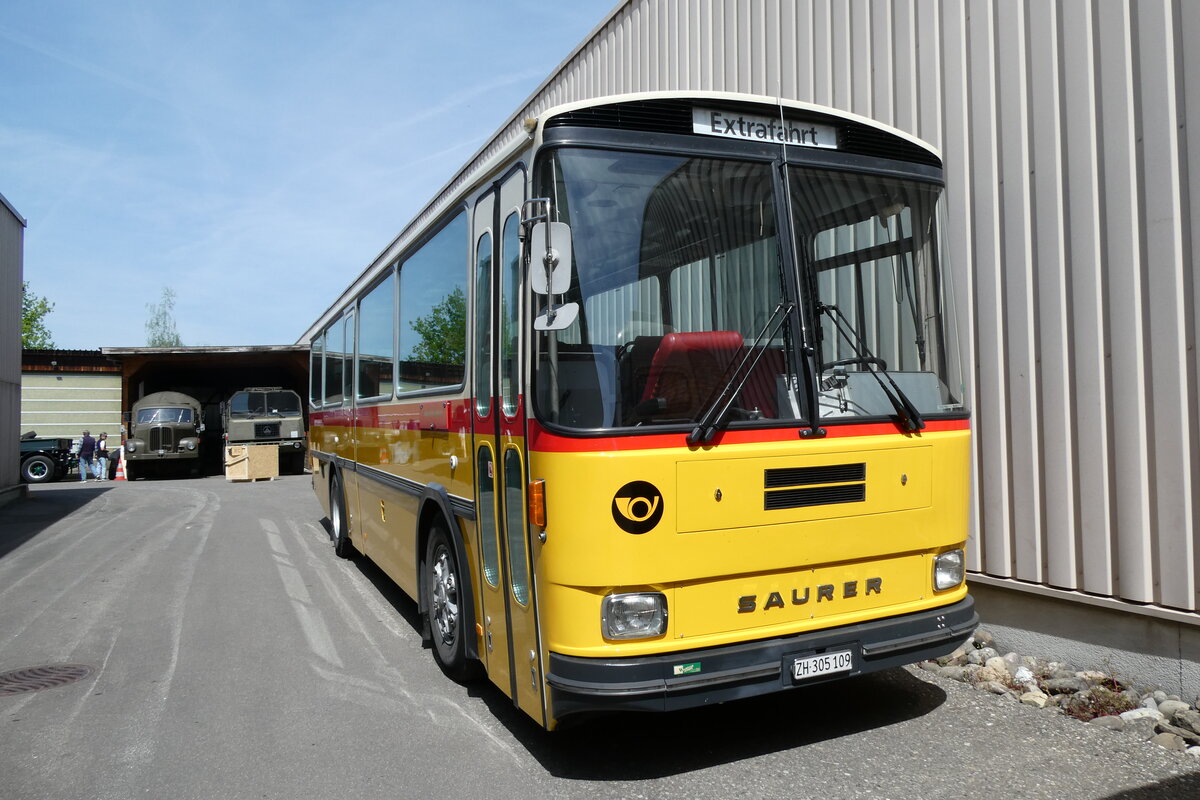 (286'599) - Wegm�ller, Attikon - ZH 305'109 - Saurer/T�scher (ex R�egg, R�ti; ex Gurtner, Worb; ex P 24'276) am 2. Mai 2026 in Attikon, Wegm�ller