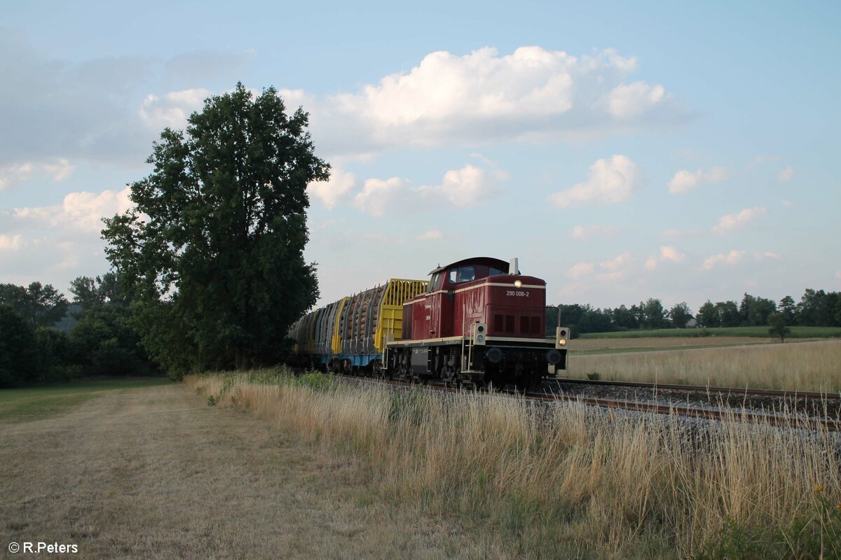 290 008-2 mit dem Giga Wood aus Parkstein-Hütte nach Regensburg bei Etzenricht. 21.07.22