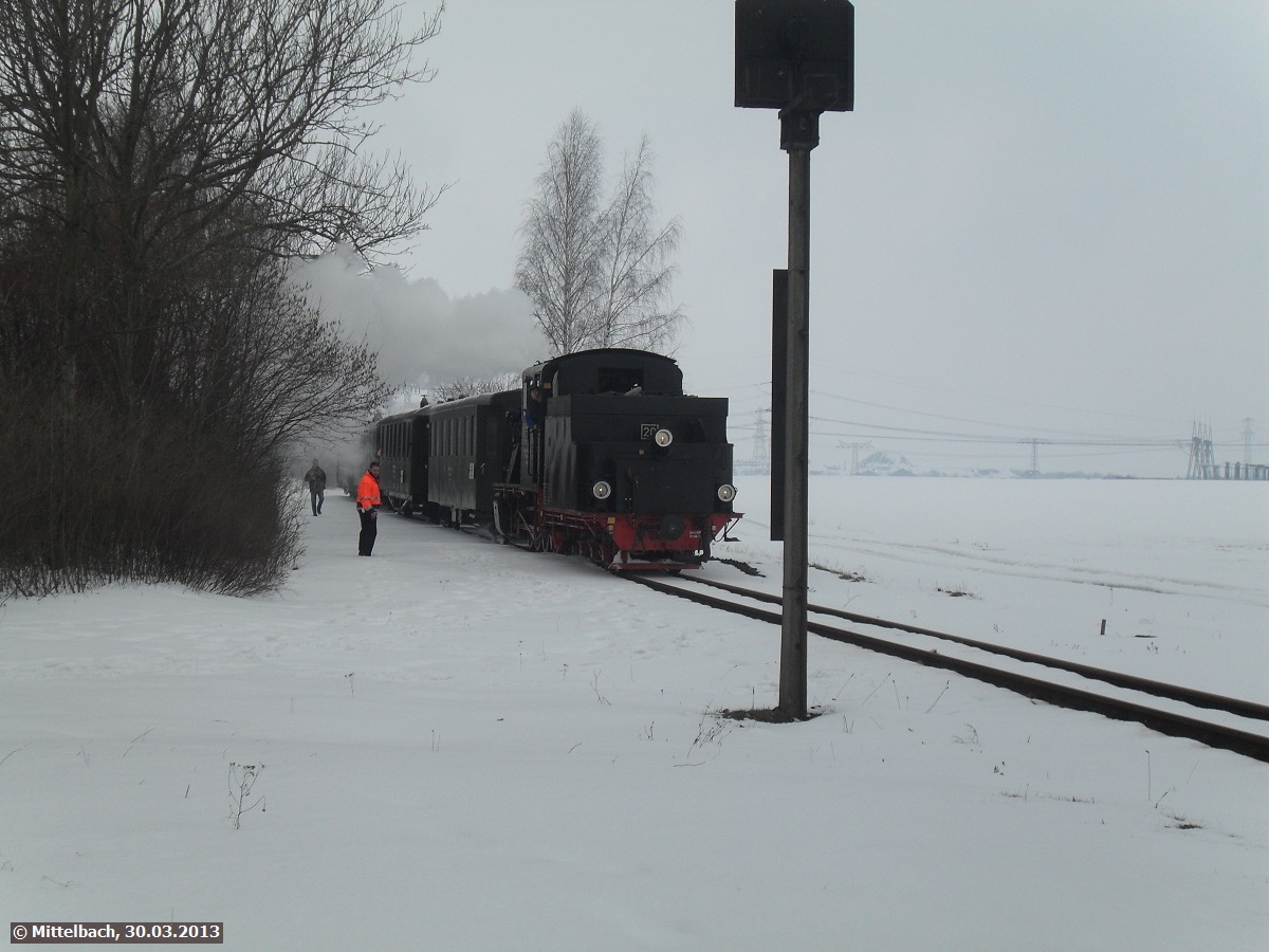 30.03.2013 - Osterfahrten. Heute befindet sich an dieser Stelle der Bahnhof Zirkelschacht mit zwei Bahnsteiggleisen.