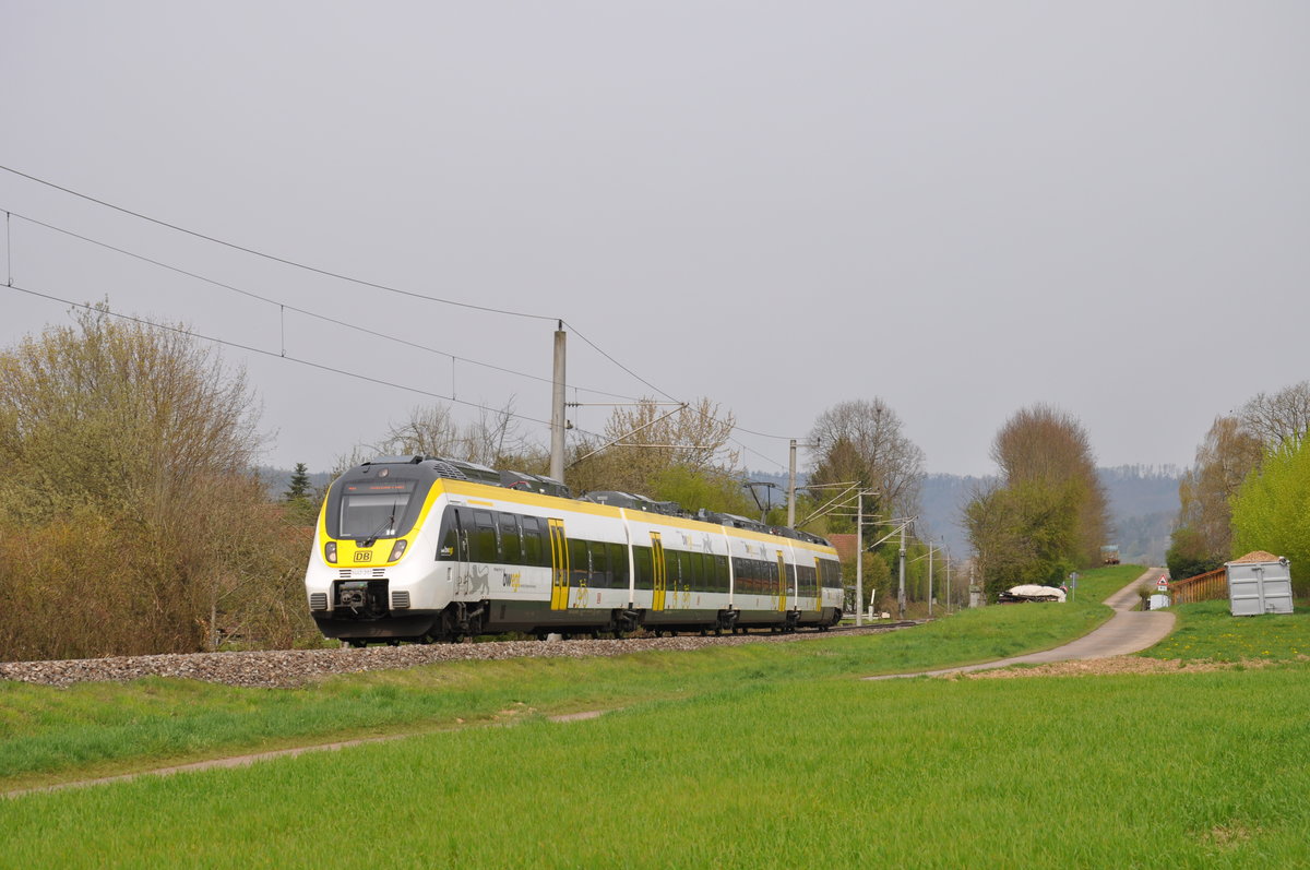 3442 203 war am 18.04.2019 als RB19 nach Stuttgart Hbf unterwegs und konnte dabei in Oppenweiler fotografiert werden. 