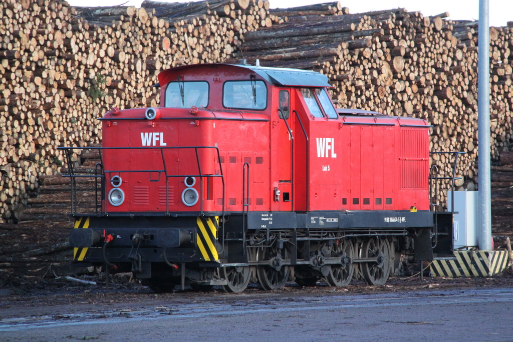 346 674-5(Lok 5)der Firma WFL stand am Morgen des 19.11.2016 im Rostocker Fracht und Fischereihafen abgestellt.