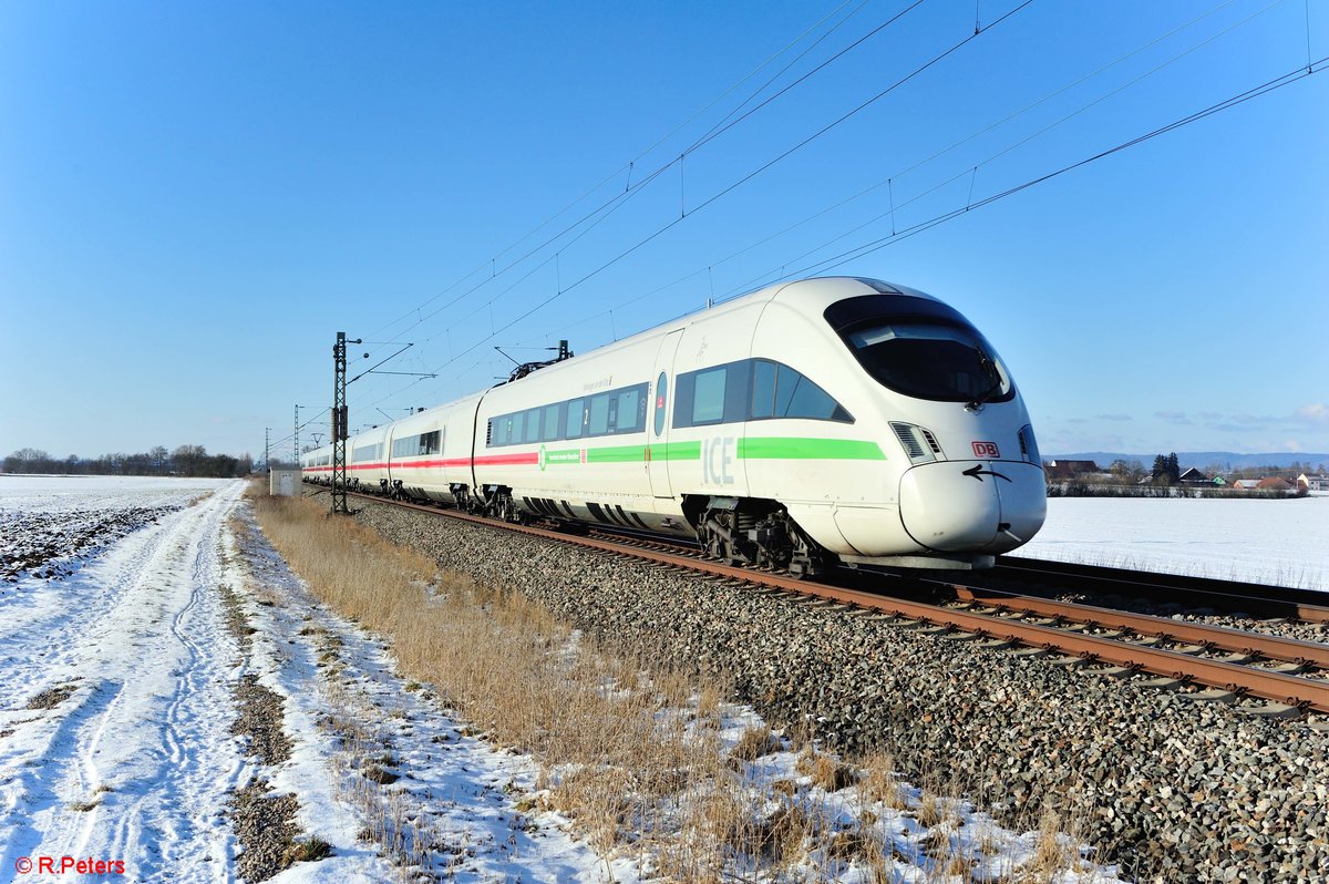 411 062-5  Valingen an der Enz  als ICE 27 Dortmund - Wien kurz vor Moosham. 13.02.21