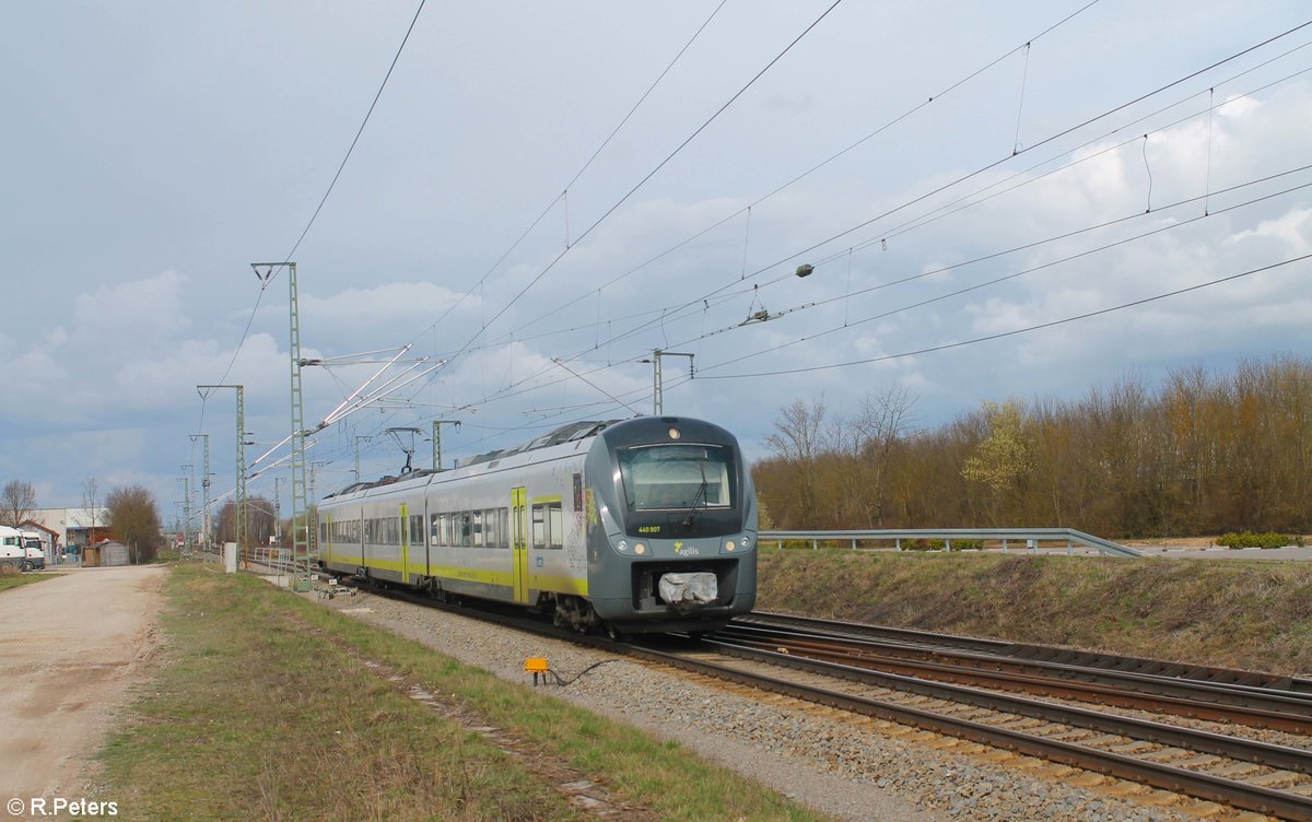 440 907 als AG84159 Ingolstadt Nord - Plattling bei Obertraubling. 14.03.20