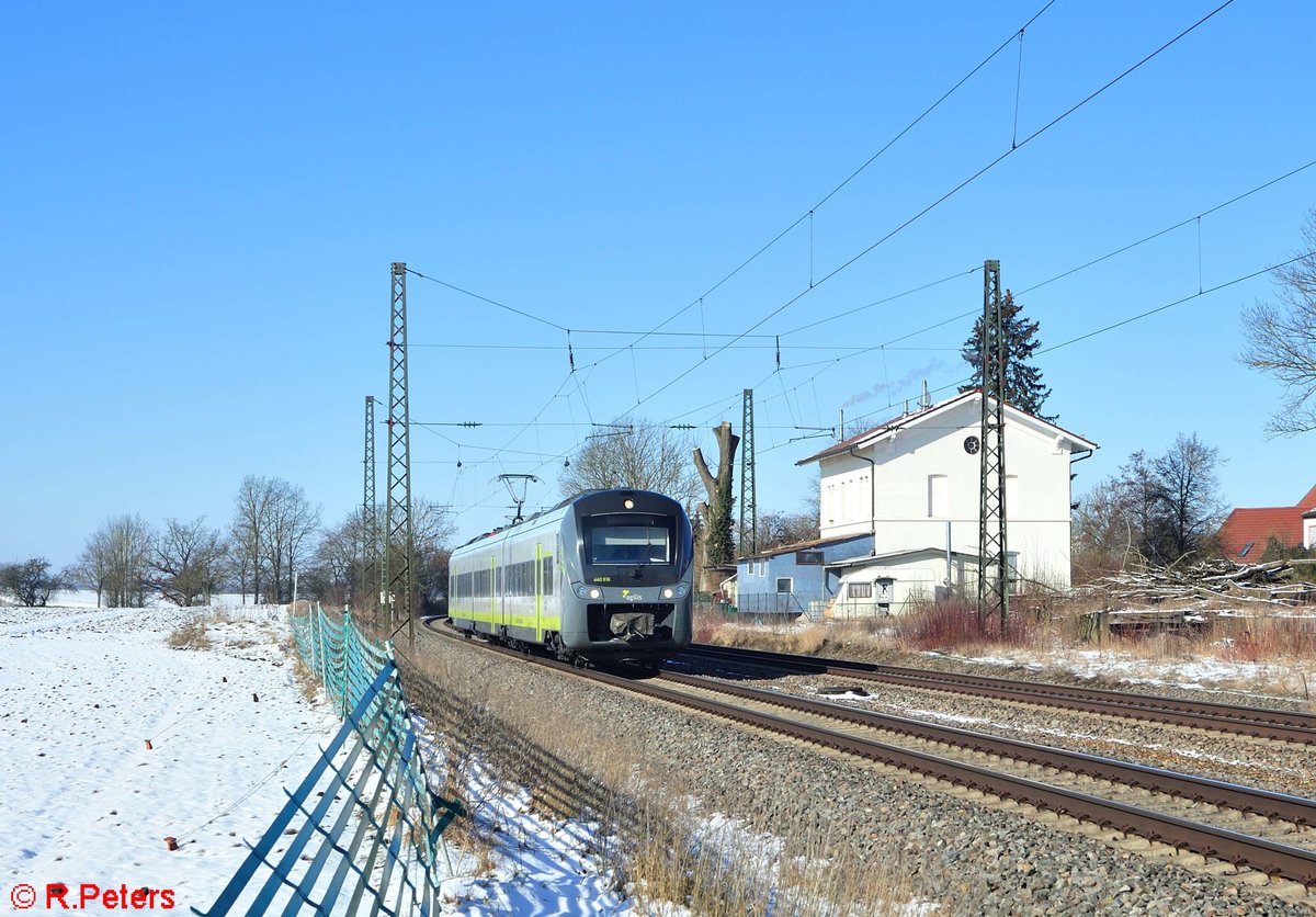 440 916 als RB 51 84191 Neumarkt/Oberpfalz - Plattling bei Moosham. 13.01.21