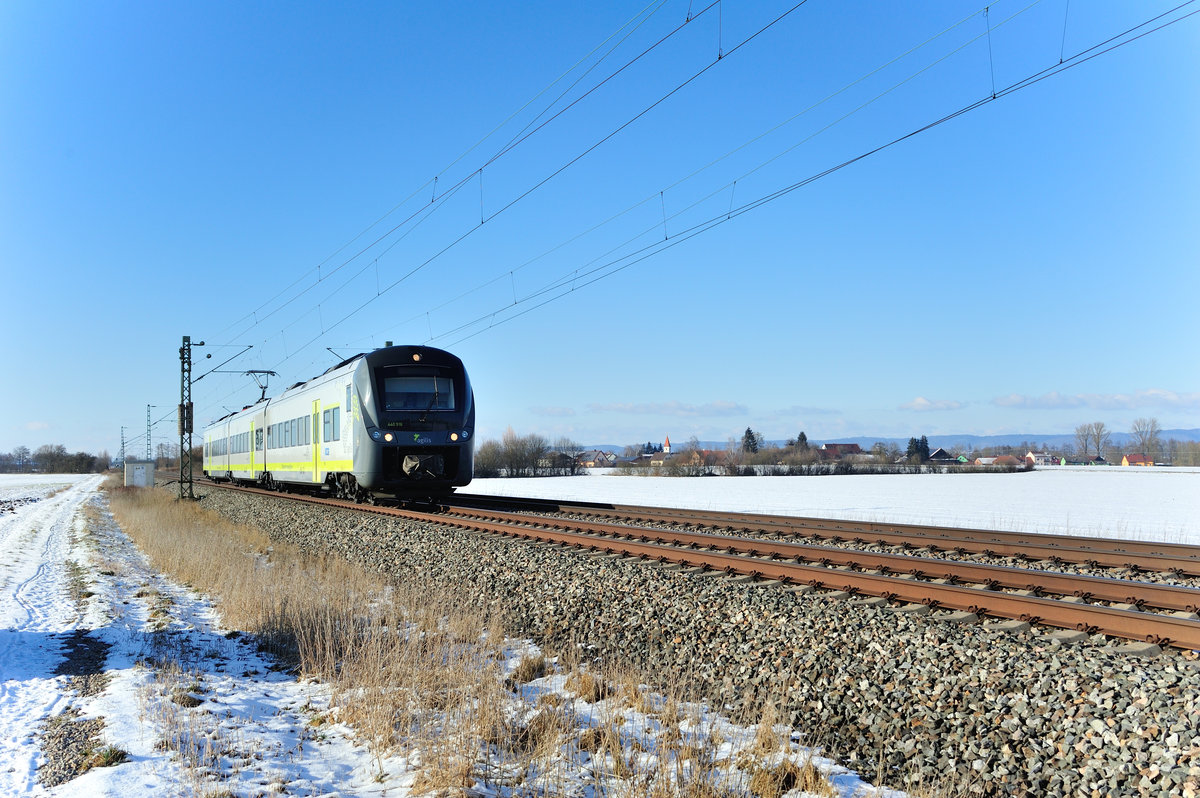 440 916 als RB 51 84199 Neumarkt(Oberpfalz) - Plattling kurz vor Moosham. 13.02.21