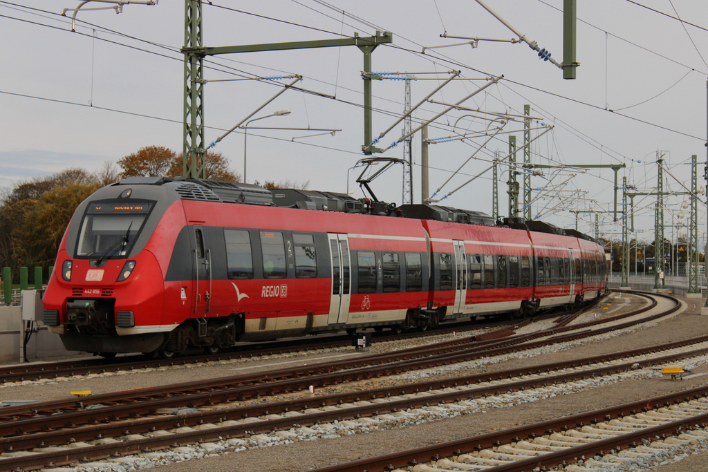 442 856 als S2(Warnemünde-Rostock)bei der Ausfahrt in Warnemünde.25.10.2020