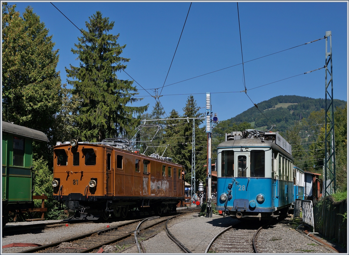 50 Jahre Blonay Chamby - MEGA BERNINA FESTIVAL: Die RhB Bernina Bahn Ge 4/4 81 der Blonay Chamby Bahn im Museum von Chaulin.
9. Sept. 2018