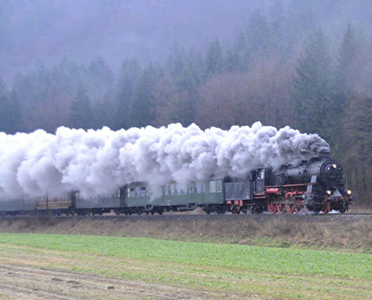 58 311 mit Sonderzug in Schmiechen am 04.01.2014.