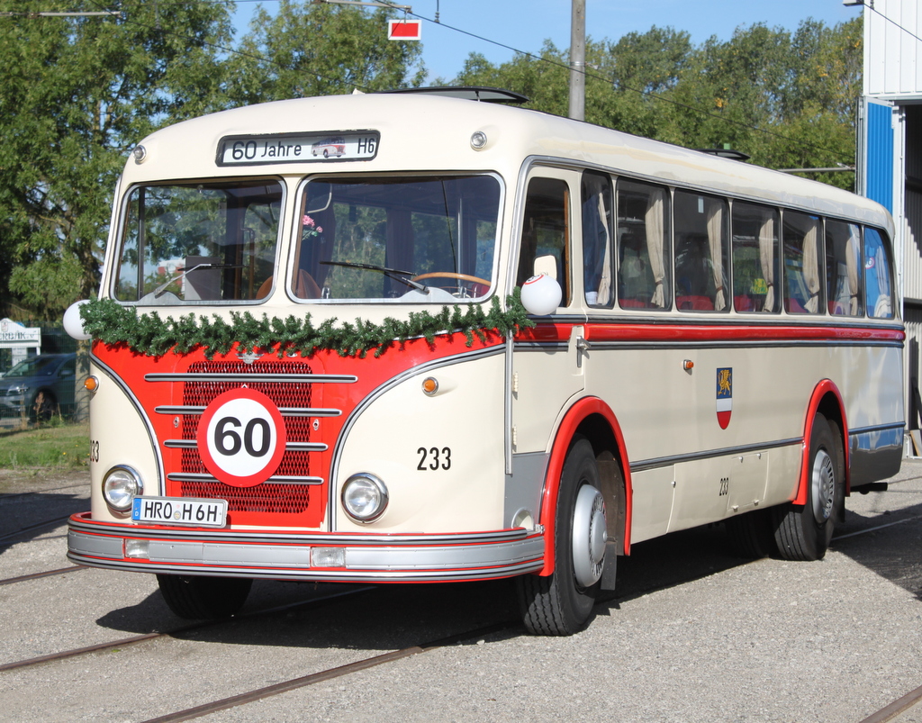 60-jhriges Jubilum des H6B, am 15.09.2018 stand der H6B festlich geschmckt vor dem Depot 12 in Rostock-Marienehe.