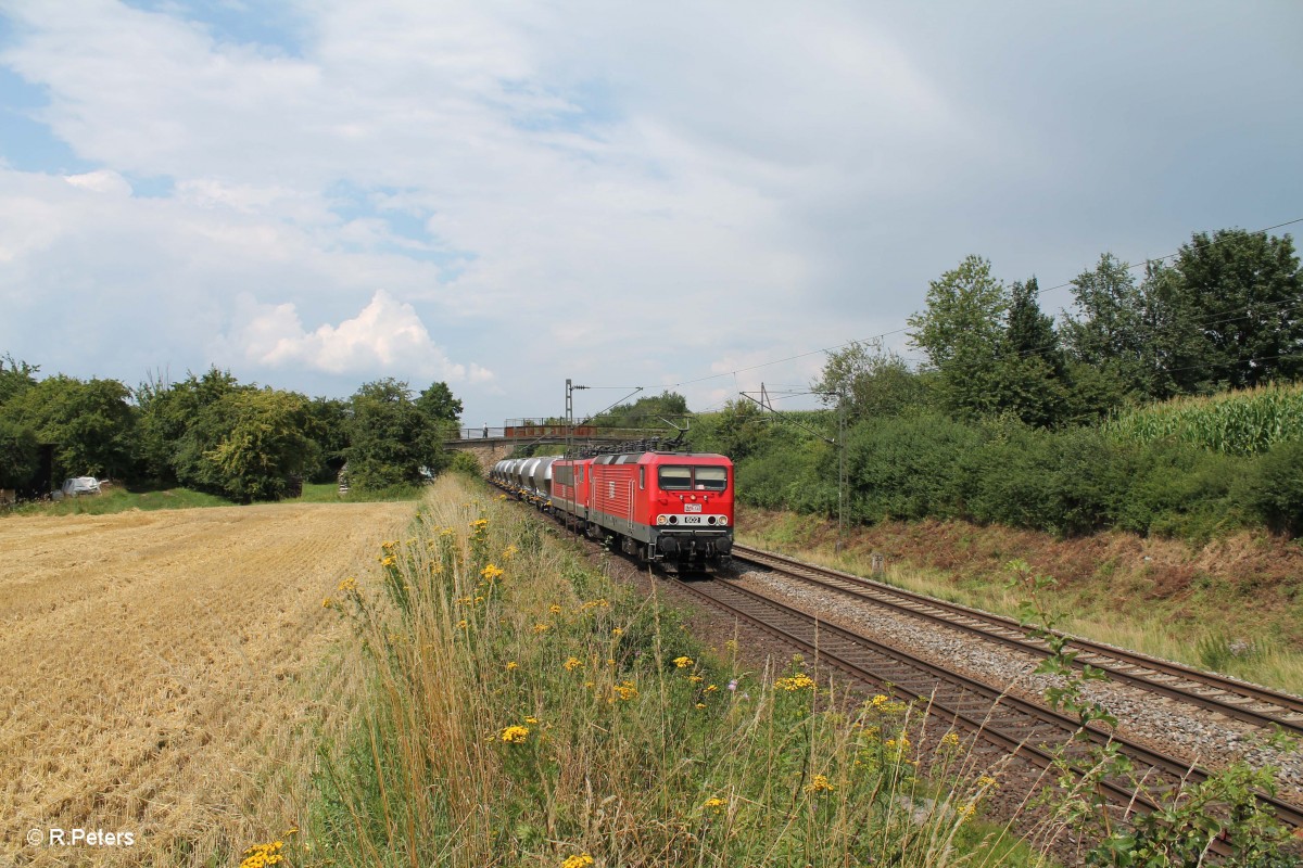 602 + 705 mit dem Rüdersdorfer Zement nach Regensburg Hafen bei Dettenhofen. 25.07.14