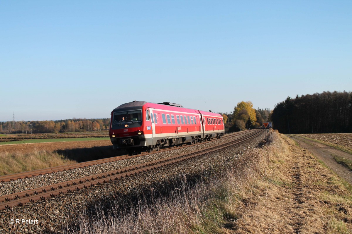 610 009-1 als RE 3690 Regensburg nach Marktredwitz bei Oberteich. 31.10.13