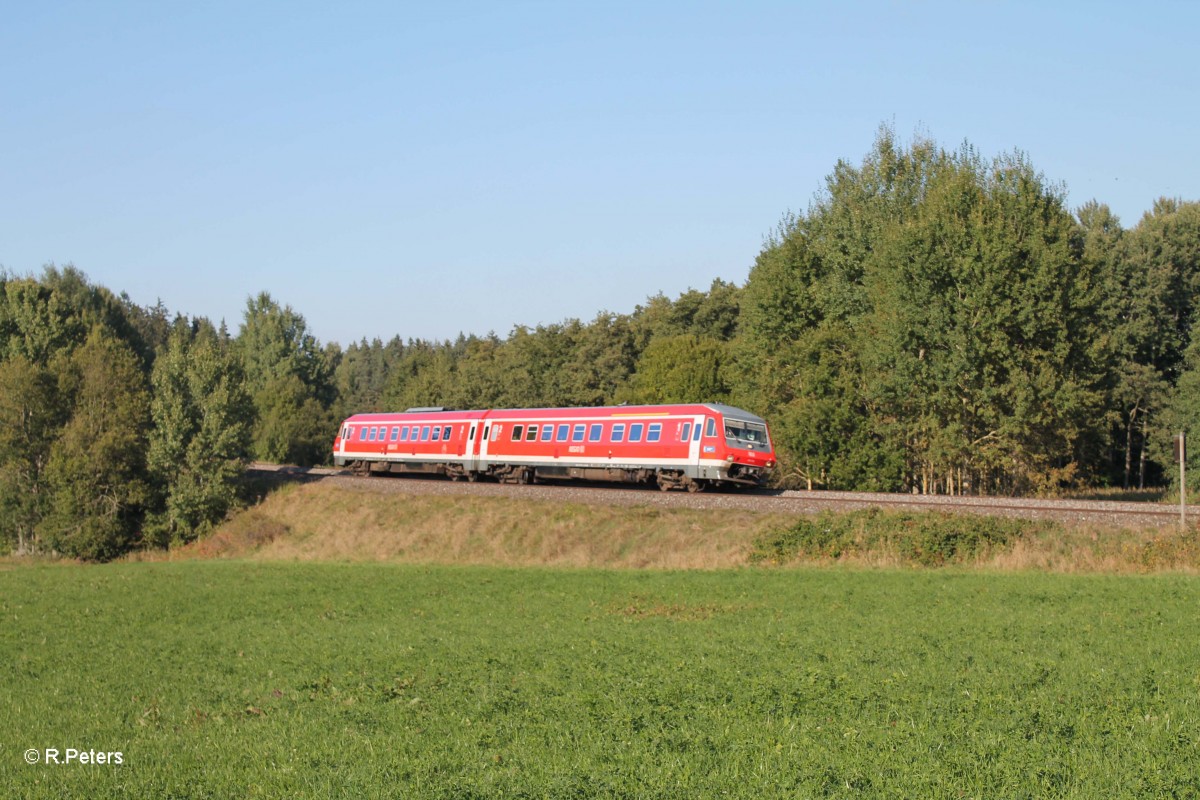 610er als RE 3697 Hof - Regensburg in der Oberteicher Kurve. 01.10.13