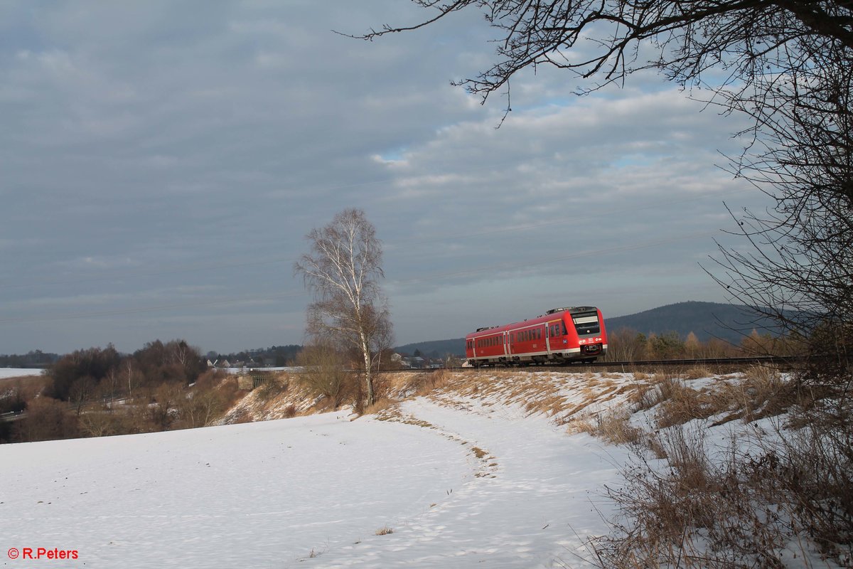 612 094 als RE 5288 Cheb - Nürnberg beim Seußener Viadukt. 16.02.17