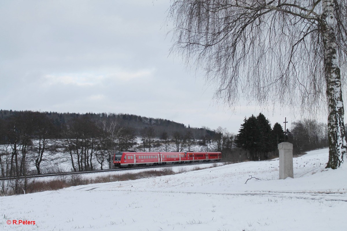 612 582 als RE 3694 Regensburg - Hof bei Lengenfeld. 27.01.15