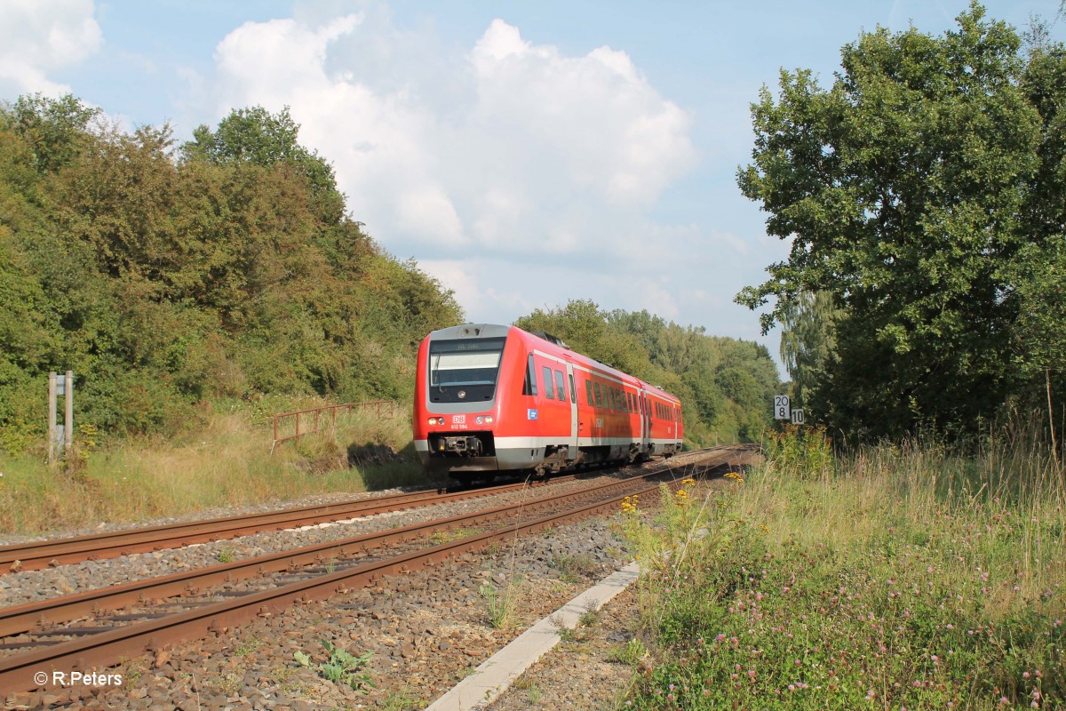 612 594 als RE 3696 Regensburg - Hof bei Laar. 05.09.14