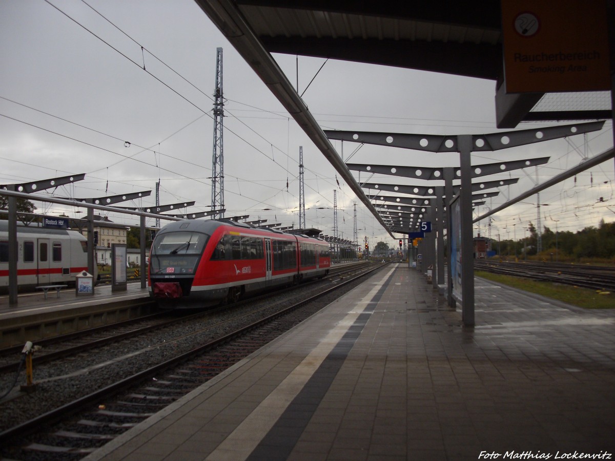 642 059/559 als RB12 mit ziel Graal-M�ritz bei der Ausfahrt aus Rostock Hbf am 27.9.13