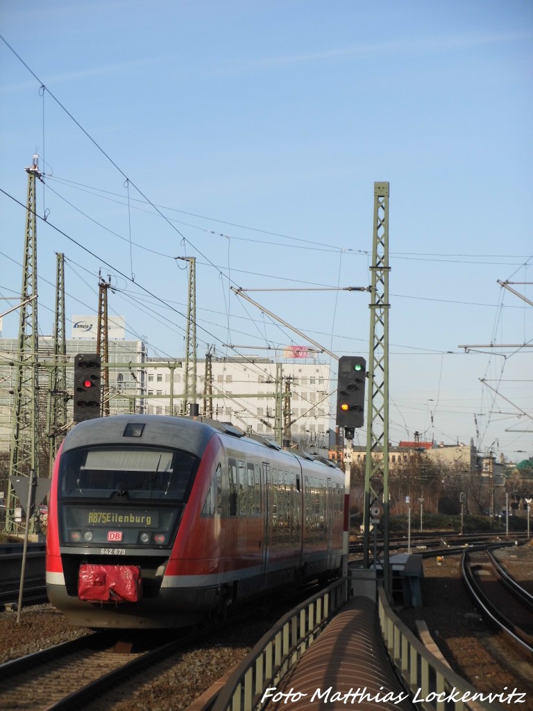 642 179 / 679 als Rb75 mit ziel Eilenburg verl�sst den Hallenser Hbf am 14.1.16
