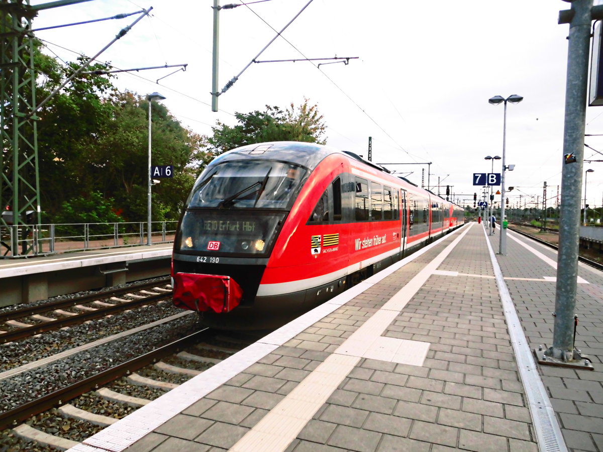 642 190 / 690 und 642 225 / 725 mit ziel Erfurt Hbf bei der bereitstellung im Magdeburger Hbf´s am 9.9.18