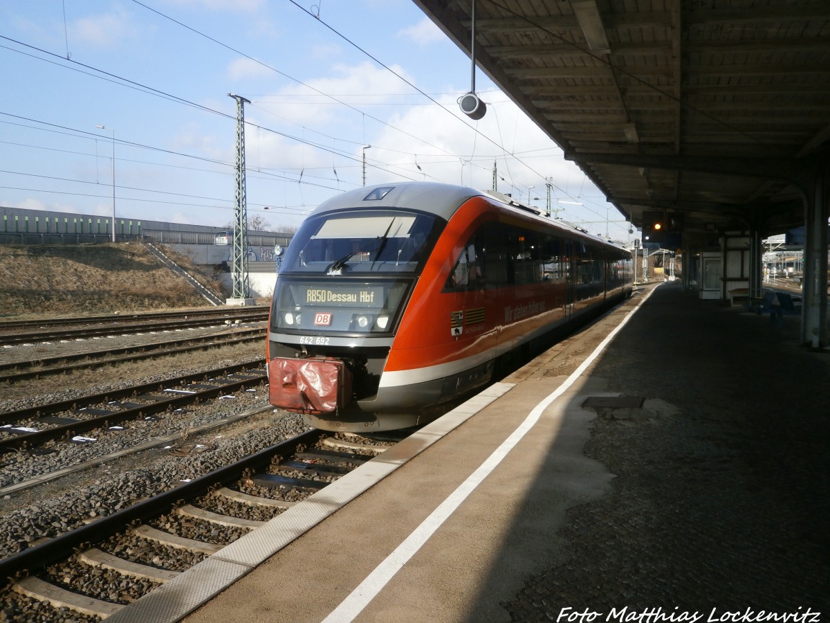 642 192 / 692 als RB50 mit ziel G�sten im Dessauer Hbf am 5.2.15
