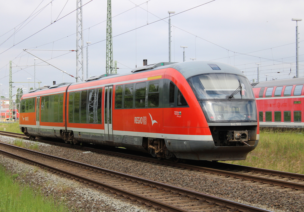 642 553 als RB11(Tessin-Wismar)bei der Einfahrt im Rostocker Hbf.20.05.2022