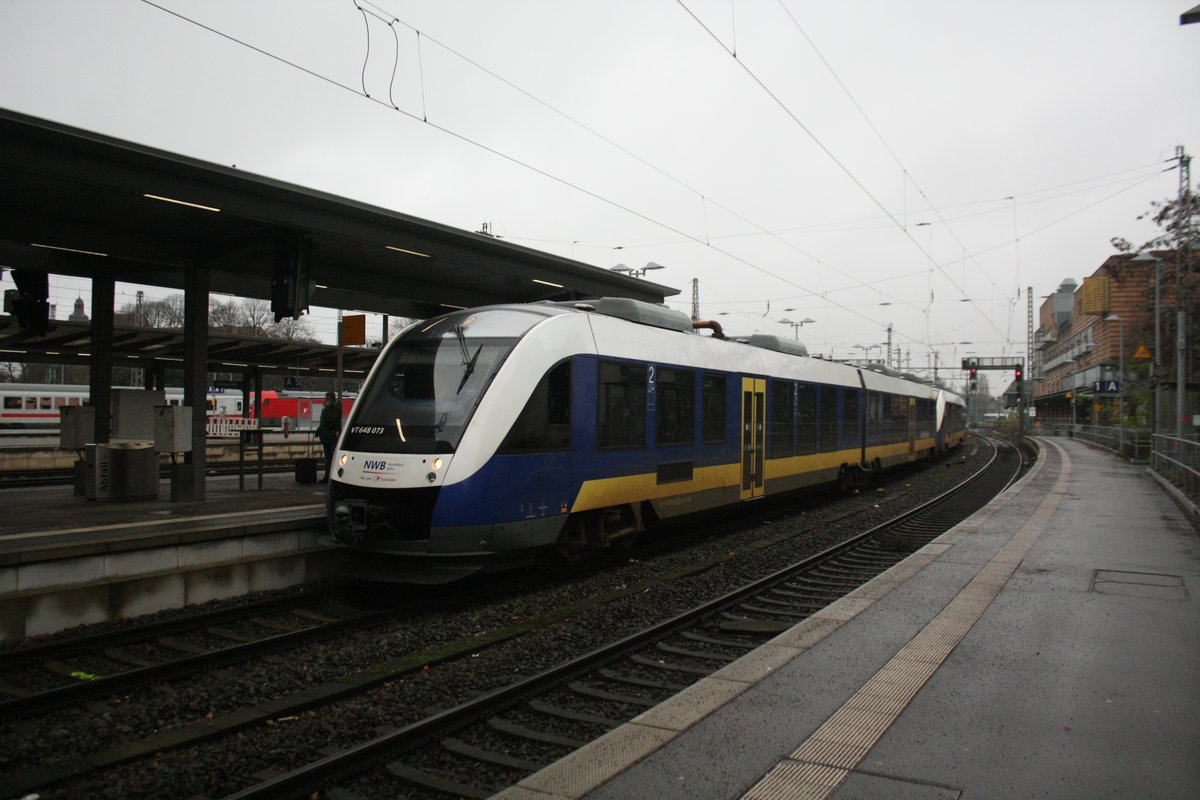 648 073 und 648 079 der NordWestBahn als RB58 mit Ziel Osnabr�ck Hbf im Bahnhof Bremen Hbf am 8.1.21