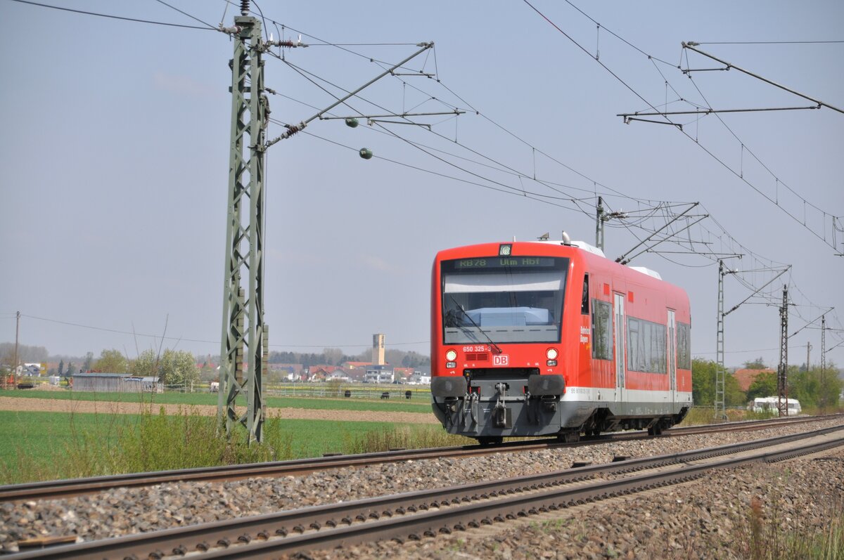 650 325-3 als RB 28 bei Neu-Ulm Pfuhl am 22.04.2022.