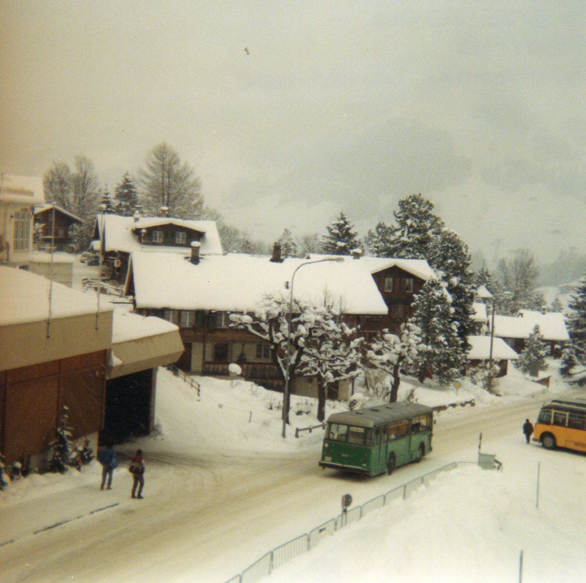 (7-01) - Aus dem Archiv: AFA Adelboden - Nr. 2/BE 263'015 - FBW/FHS (ex BVB Basel Nr. 51) im Februar 1988 in Adelboden, Landstrasse