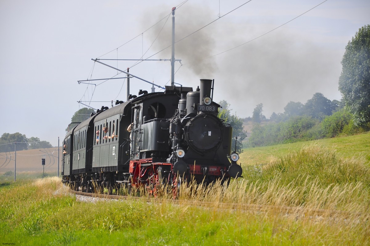 70 083 kurz vor Stumpfenbach beim Dampflok-Event am 19.07.2015 des Bayerischen Localbahn Vereins Tegernsee e. V.