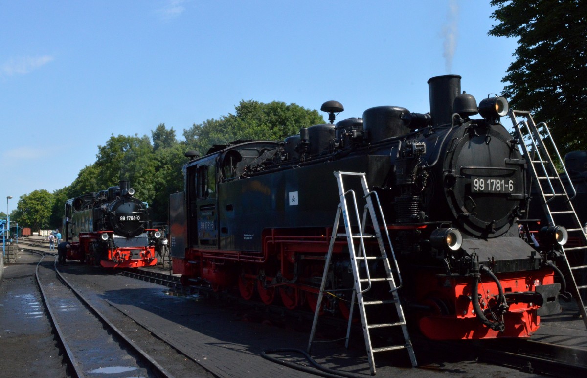 99 1781-6 und 99 1784-0 im BW Putbus am 07.08.2015