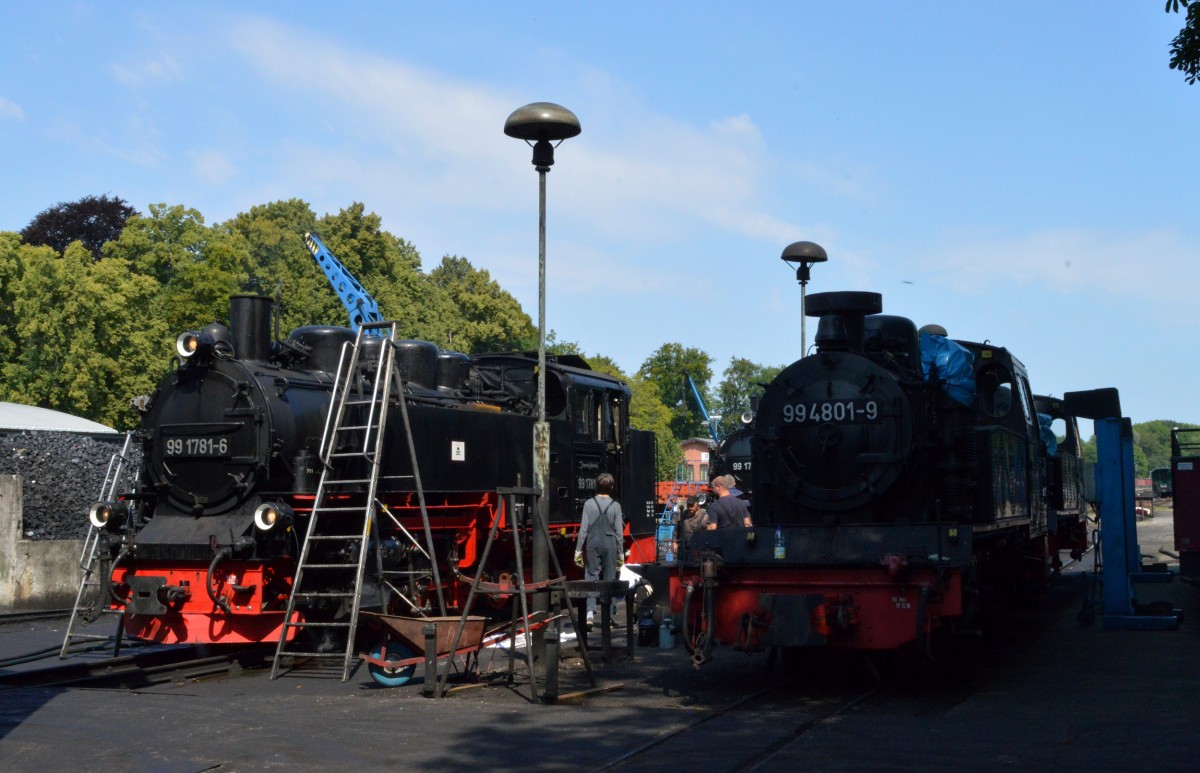 99 1781-6 und 99 4801-9 im BW Putbus am 07.08.2015