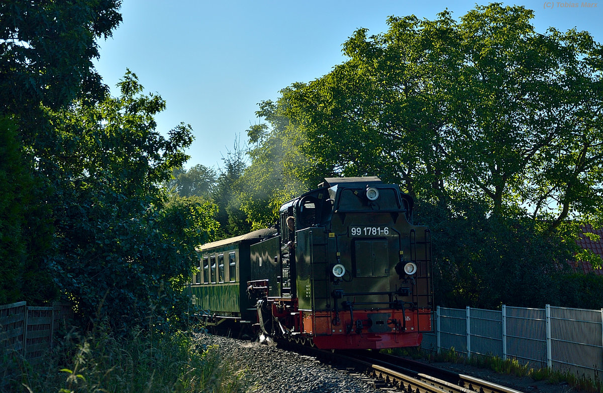 99 1781-6 bei der Einfahrt mit P 111 in Binz LB am 20.07.2016