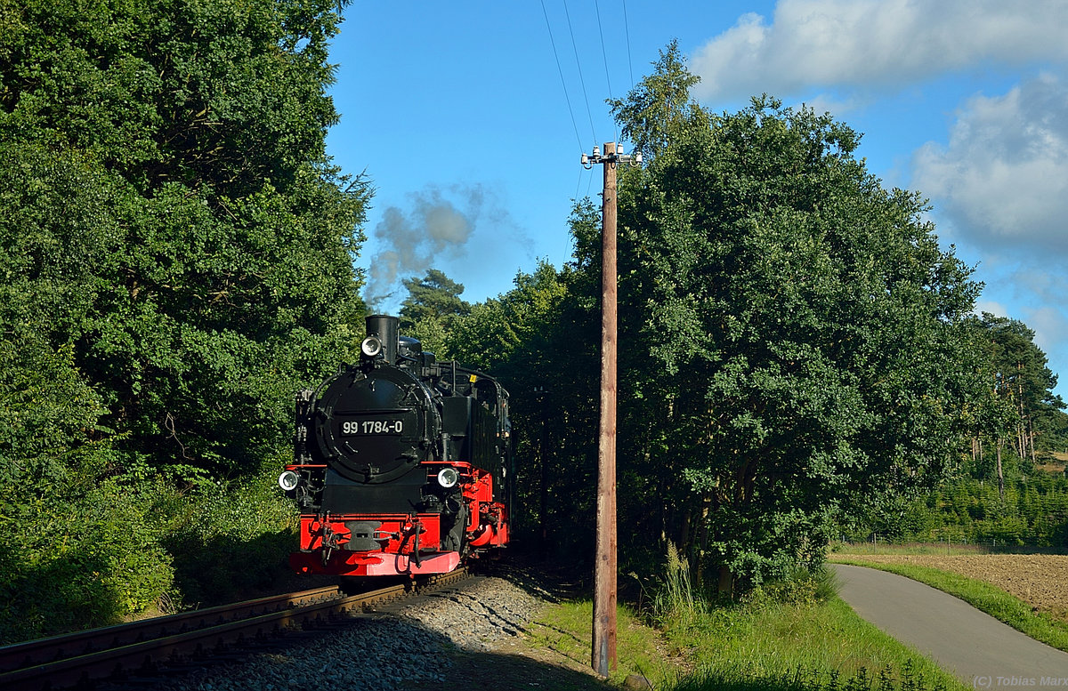 99 1784-0 mit P 110 zwischen Sellin West und Garftitz am 19.07.2016