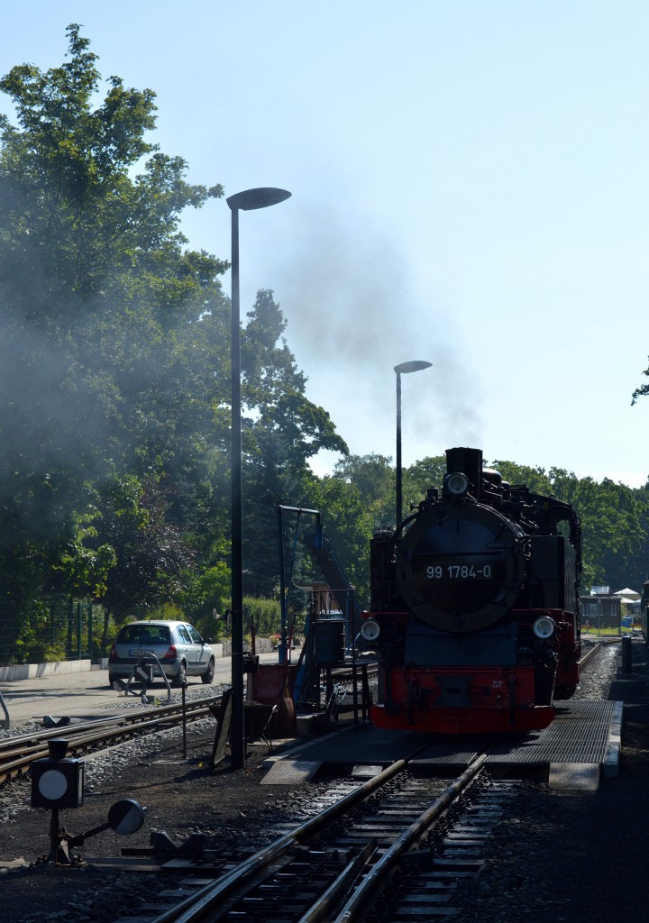 99 1784-0 stand am 06.08.2015 am Wasserkran in Göhren.