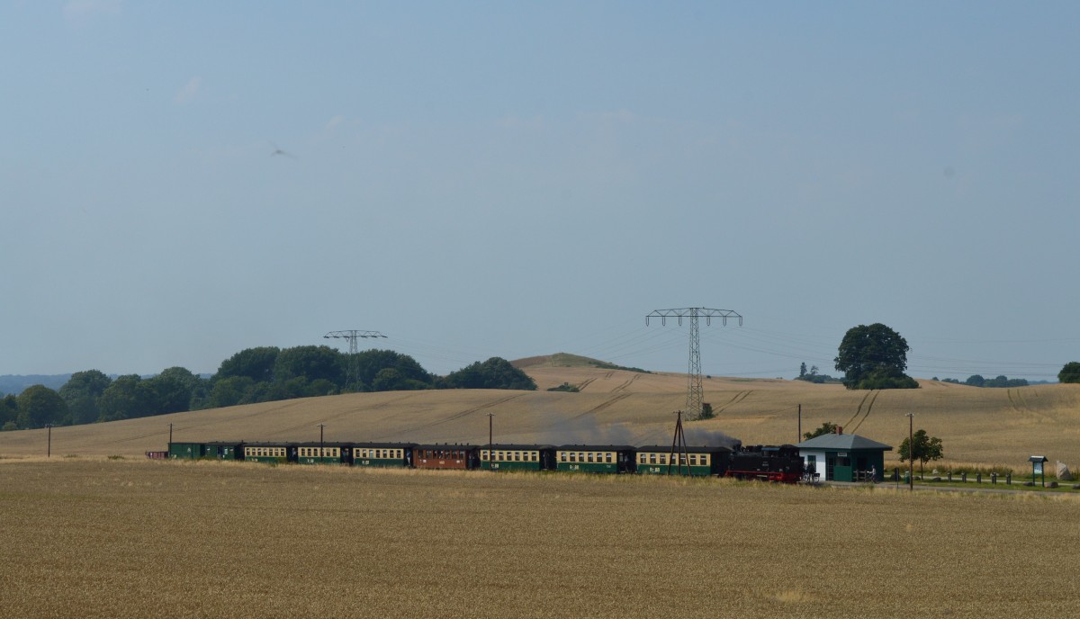 99 4011-5 bei der Einfahrt im Hp.Seelvitz mit P 107 am 04.08.2015