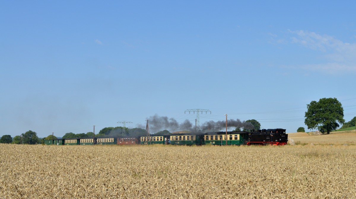 99 4011-5 beim Halt mit P 103 im Hp.Seelvitz am 07.08.2015