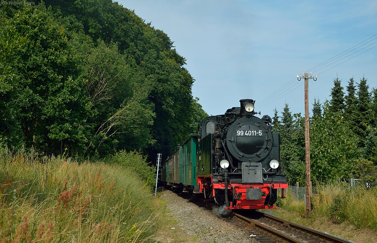 99 4011-5 kurz vor Seelvitz am 23.07.2016 mit P 108
