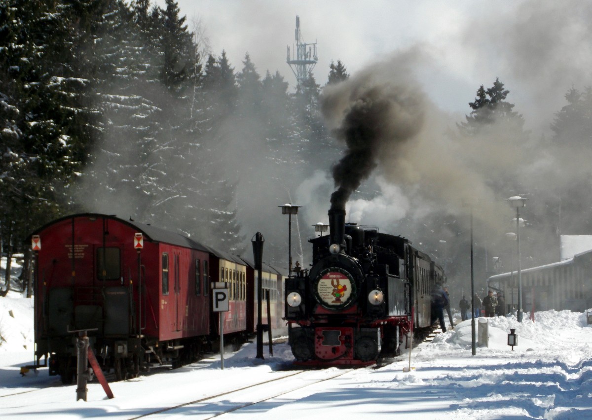 99 5901 mit einem Sonderzug in Schierke am 03.04.2015.Fotograf war Stefan Marx.