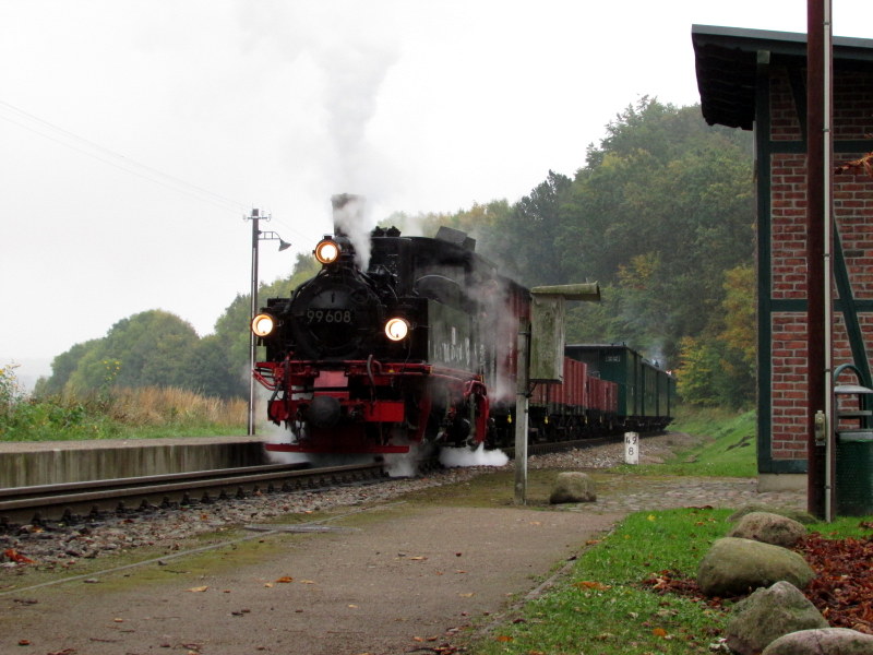 99 608 in Garftitz.Hier mit dem F-Kasten auf dem Bild am 13.Okt.2013