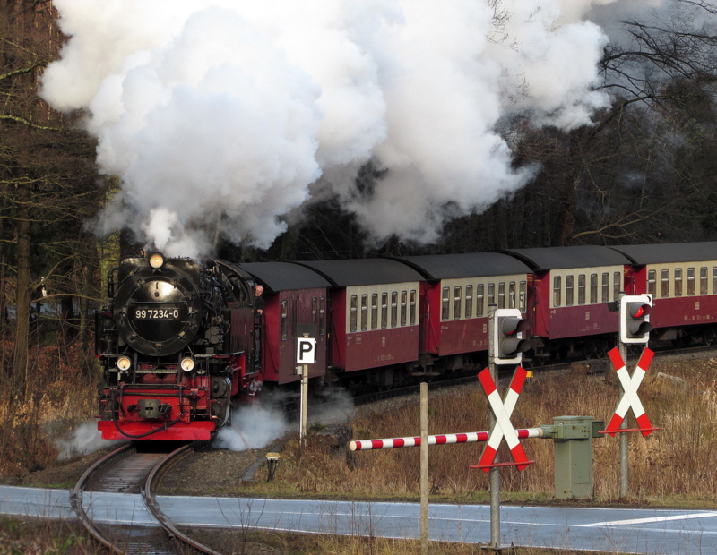 99 7234-0 bei der Ausfahrt aus Drei Annen Hohne am 10.Jan.2014