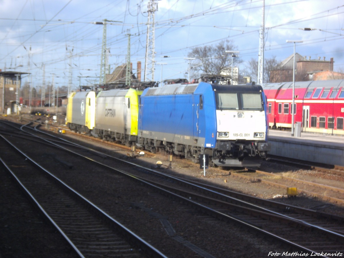 Abgestelle BR 185er im Bahnhof Angerm�nde am 16.2.14